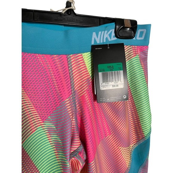 Nike Pro Girls Hypercool Athletic 3/4 Length Tights Size XL Pink/Blue NWT - Picture 3 of 5